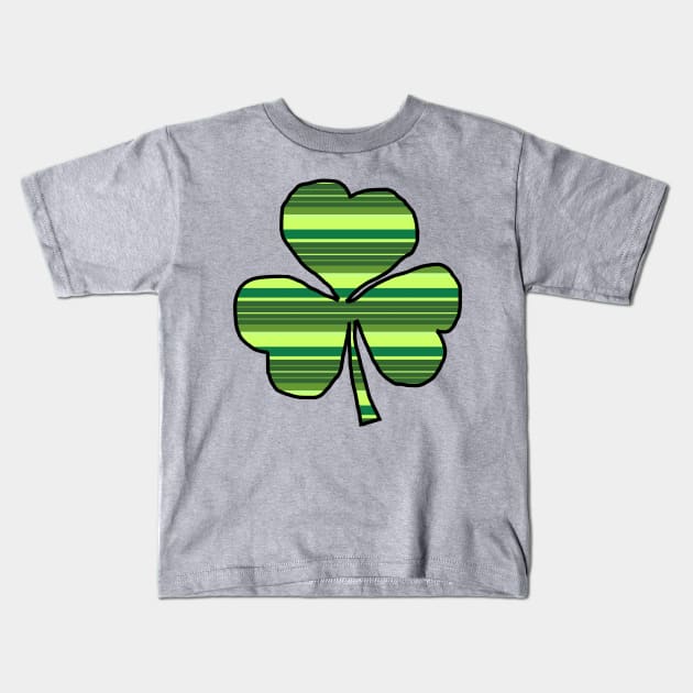 Irish Shamrock Green Stripes Kids T-Shirt by ellenhenryart